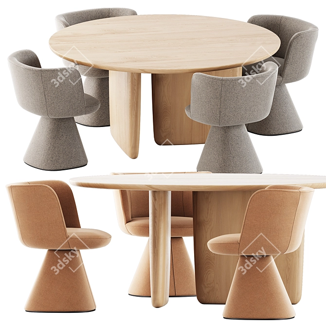 Sleek Modern Chairs & Table 3D model image 1