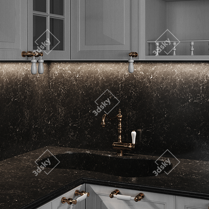  Neo-Classical Corner Kitchen Set 3D model image 4