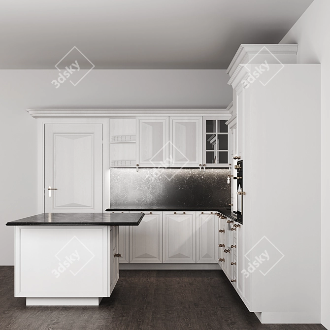  Neo-Classical Corner Kitchen Set 3D model image 6