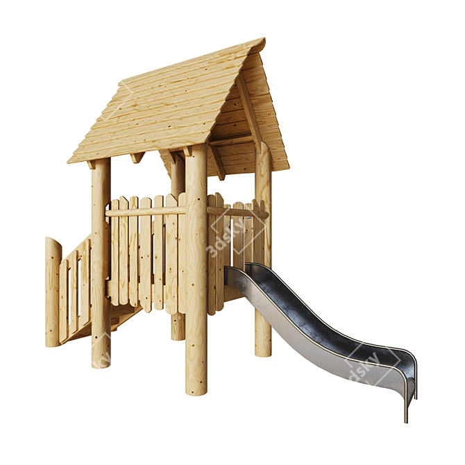 Kids Playhouse with Slide & Swing 3D model image 2