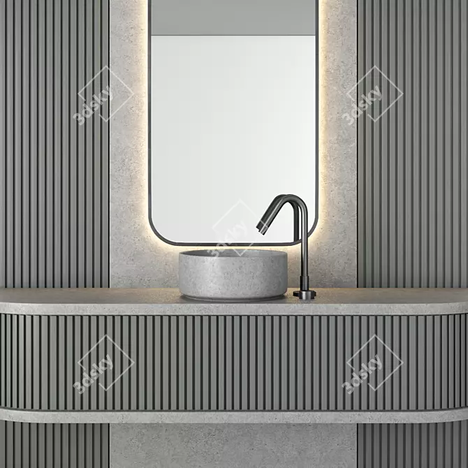Modern Bathroom Furniture Set 3D model image 2
