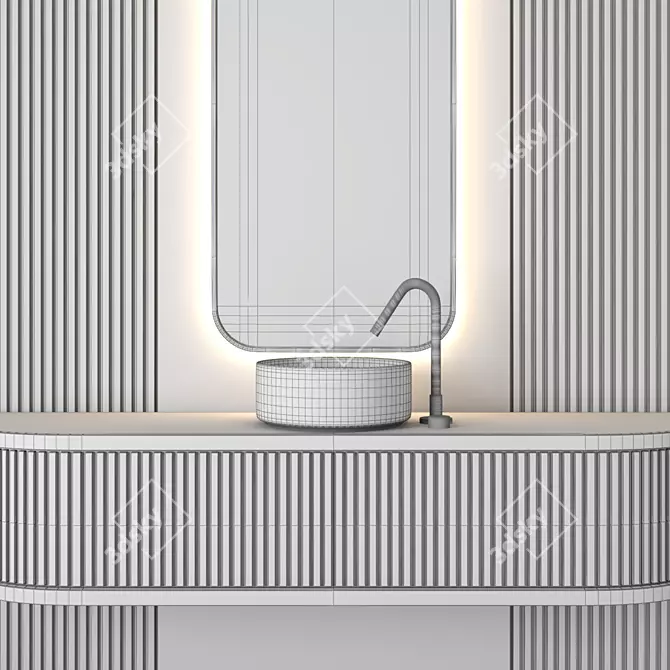 Modern Bathroom Furniture Set 3D model image 5