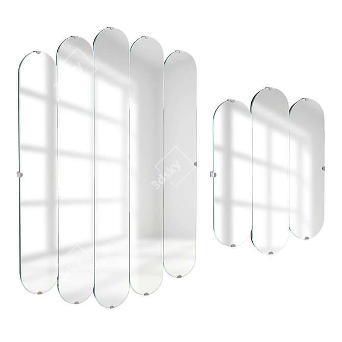 Arc Design Mirror Set, Versatile Hanging 3D model image 1