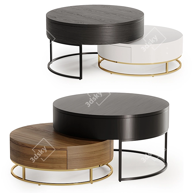 Contemporary Dual-Tone Nesting Coffee Table 3D model image 1