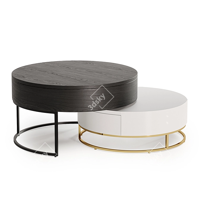 Contemporary Dual-Tone Nesting Coffee Table 3D model image 3
