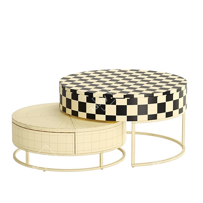 Contemporary Dual-Tone Nesting Coffee Table 3D model image 4