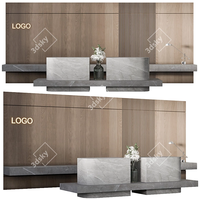 Modern Functional Reception Desk 3D model image 2