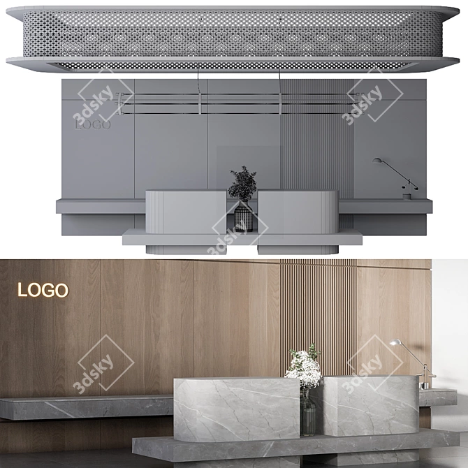 Modern Functional Reception Desk 3D model image 5