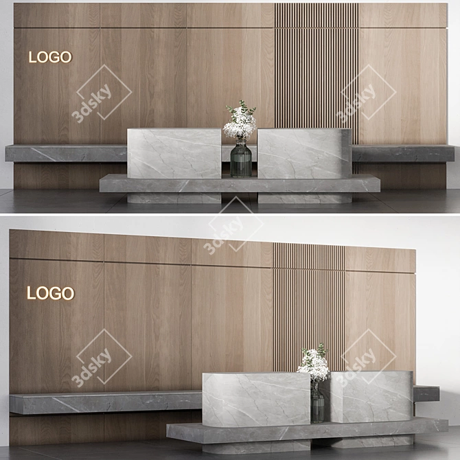 Modern Functional Reception Desk 3D model image 8