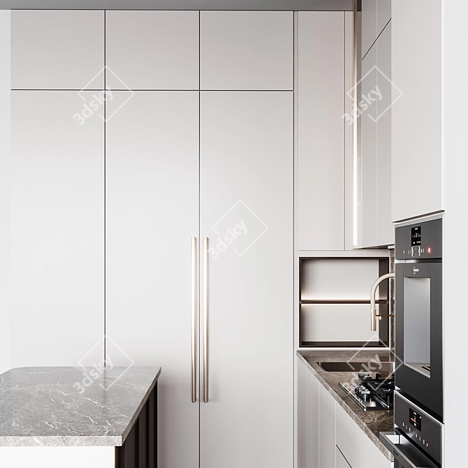 Customizable Modern Kitchen Unit 3D model image 11