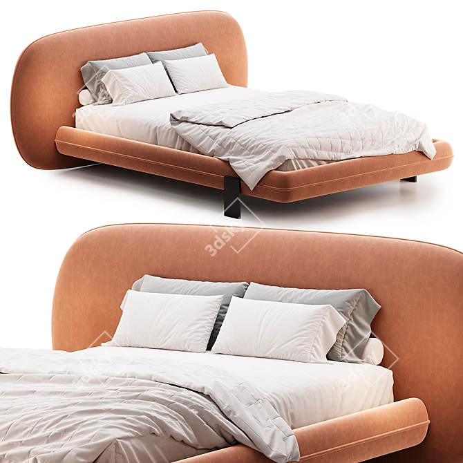 Modern Chic Wabi Bed 3D model image 1