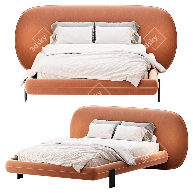 Modern Chic Wabi Bed 3D model image 2