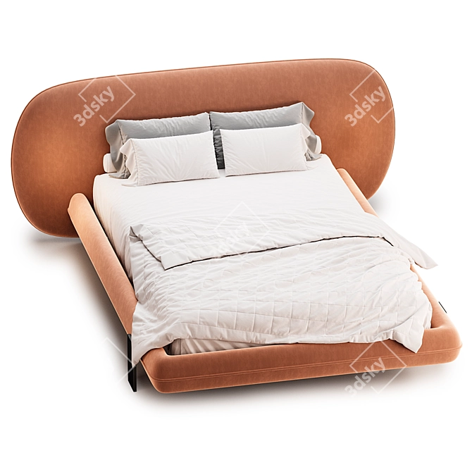 Modern Chic Wabi Bed 3D model image 3