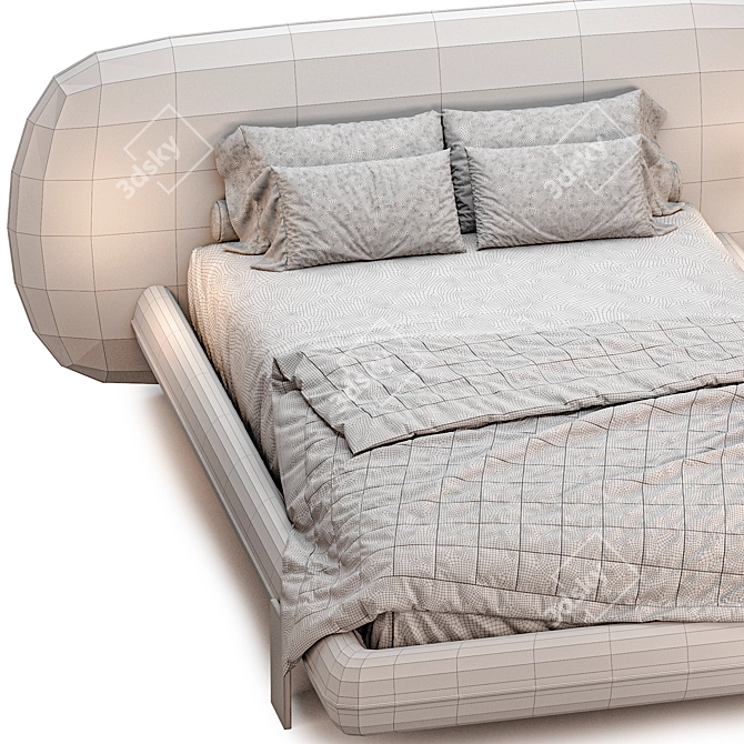 Modern Chic Wabi Bed 3D model image 4