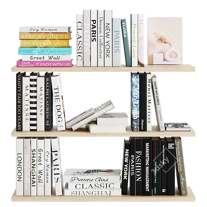 Decorative Bookshelf Display Books 3D model image 1