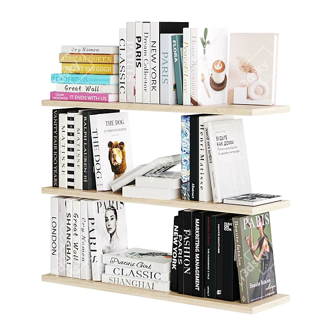 Decorative Bookshelf Display Books 3D model image 2