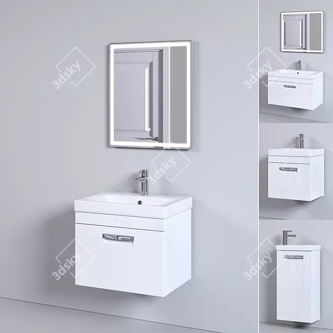 Modern White Bathroom Vanity Set 3D model image 1