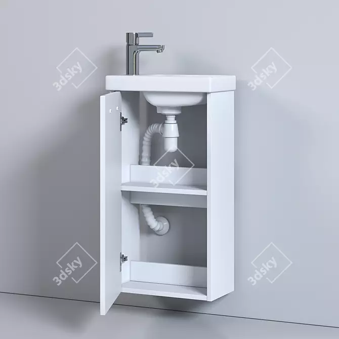 Modern White Bathroom Vanity Set 3D model image 2