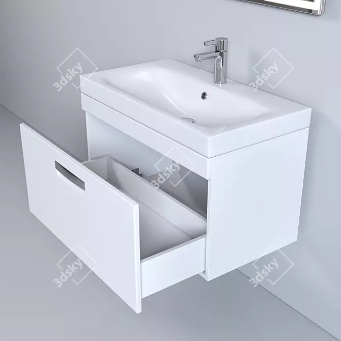 Modern White Bathroom Vanity Set 3D model image 6