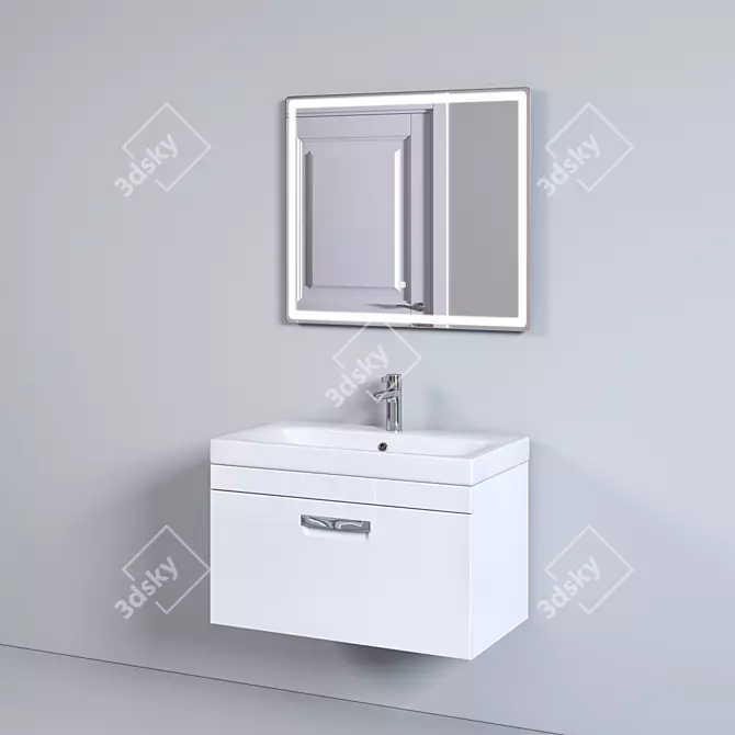 Modern White Bathroom Vanity Set 3D model image 8