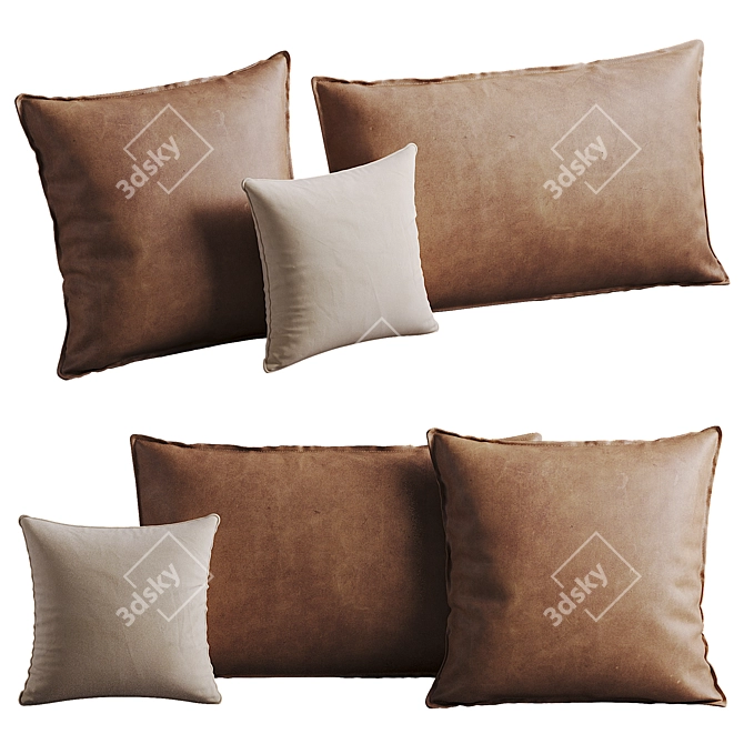 Luxury Leather Cushion Set 3D model image 1