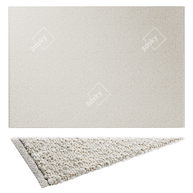  Ivory Boucle Rug by Collection 3D model image 1