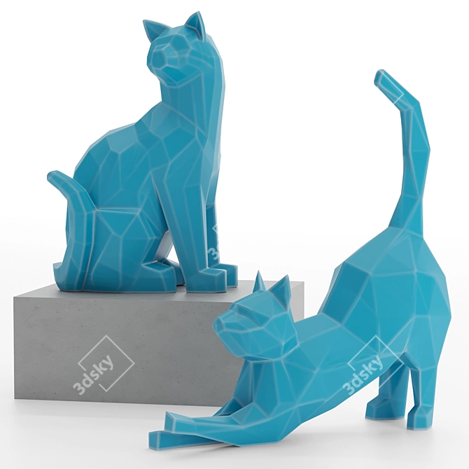 3D Geometric Cat Sculpture for High Resolution Renders 3D model image 3