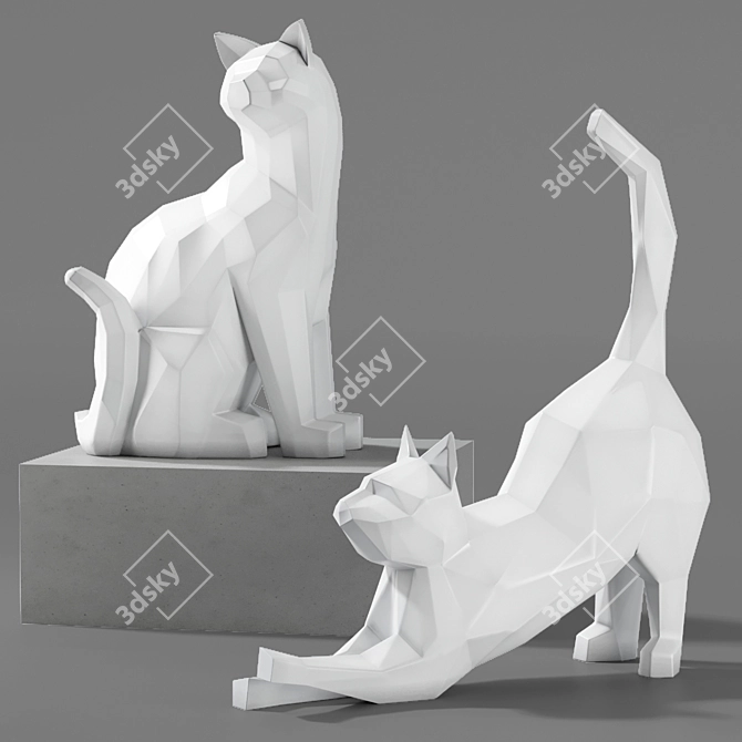 3D Geometric Cat Sculpture for High Resolution Renders 3D model image 8