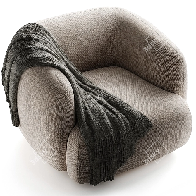 Modern Fabric Armchair Aland 3D model image 2