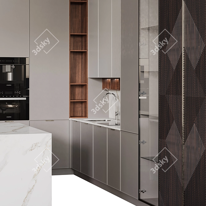 Garda Decor Corner Kitchen with Island 3D model image 5