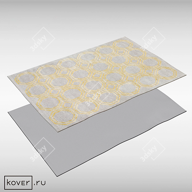 Graphic Art Octagon Rug Grey-Gold 3D model image 2