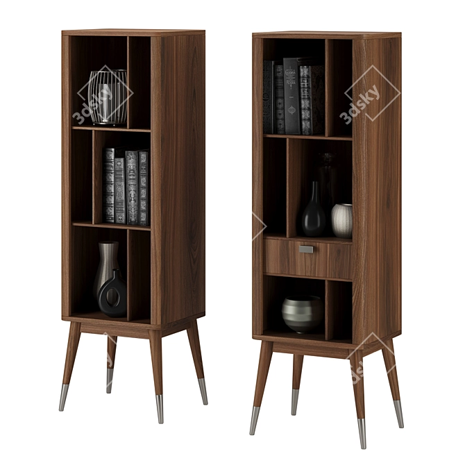 Barne Open Shelf with Décor Set 3D model image 1