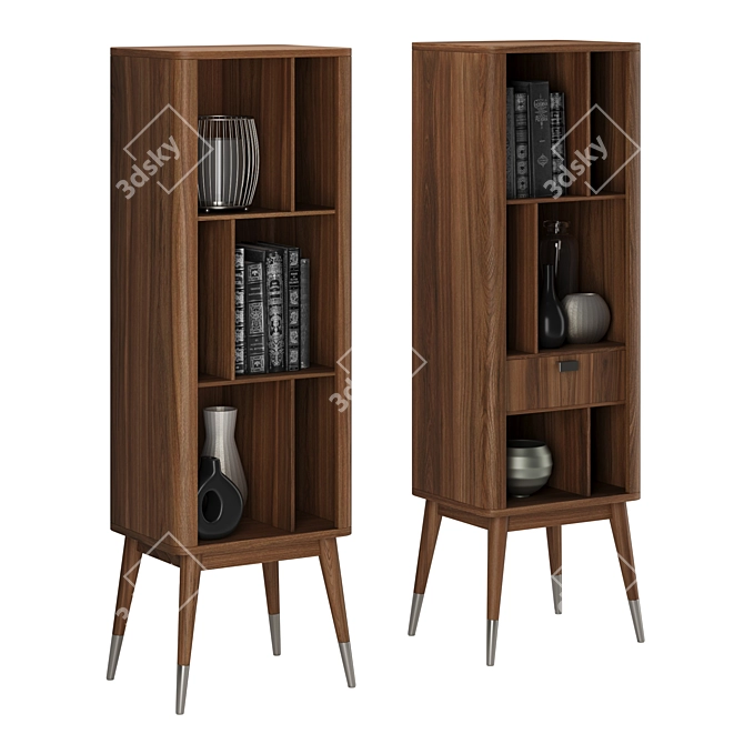 Barne Open Shelf with Décor Set 3D model image 2