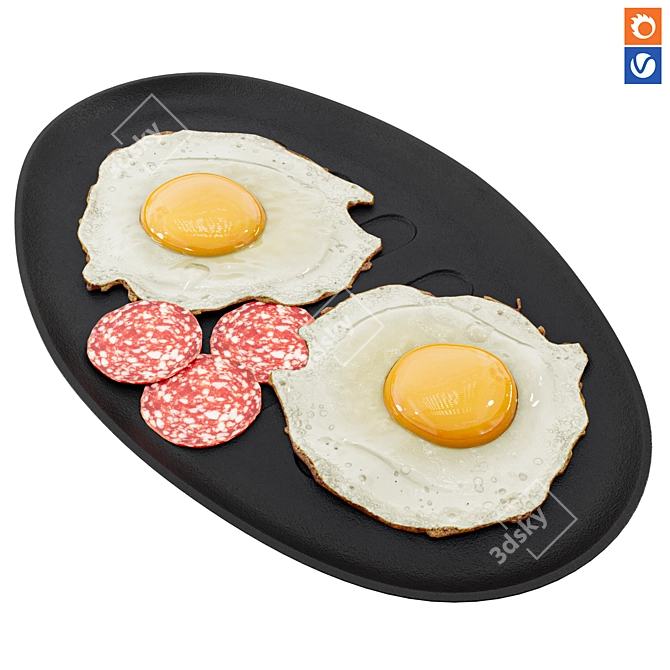 Egg Plate Set for Kitchen 3D model image 1