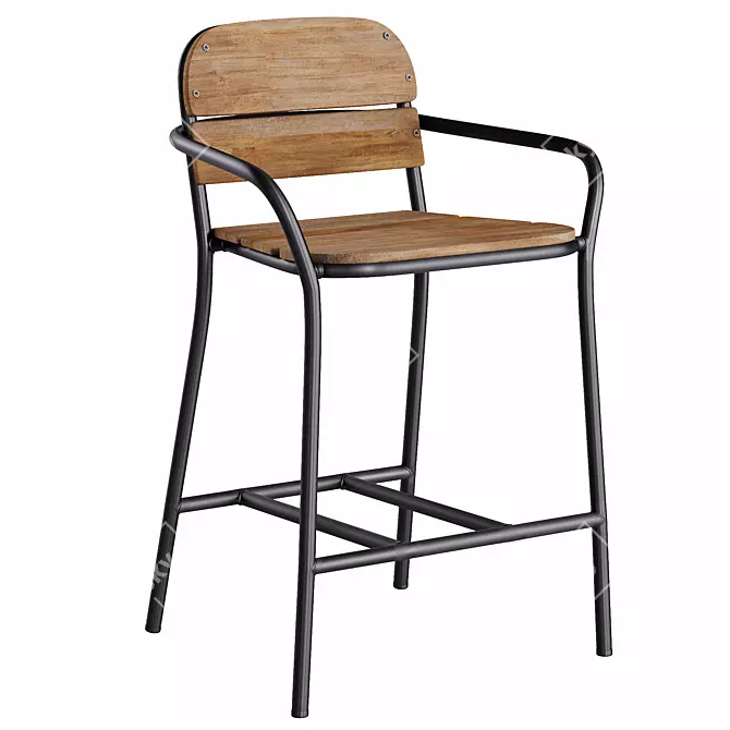 Modern Rustic Algueret Stool Elegance 3D model image 2