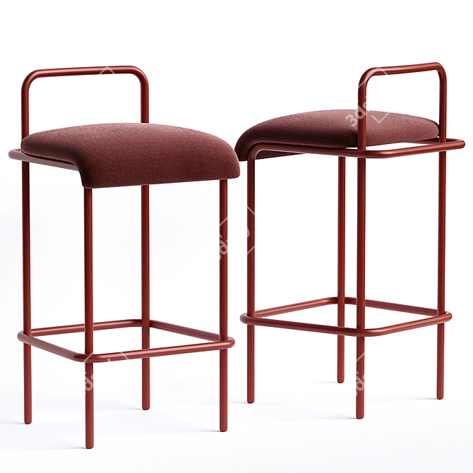 Comfy School Bar Stool 3D model image 3