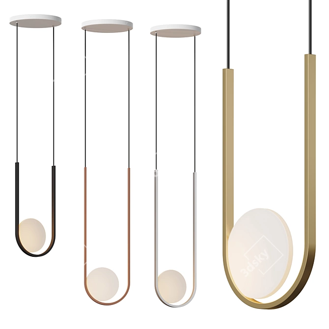 Modern Moon-Inspired LED Pendant 3D model image 1