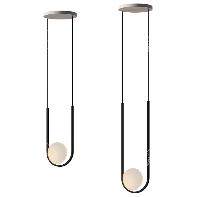 Modern Moon-Inspired LED Pendant 3D model image 2