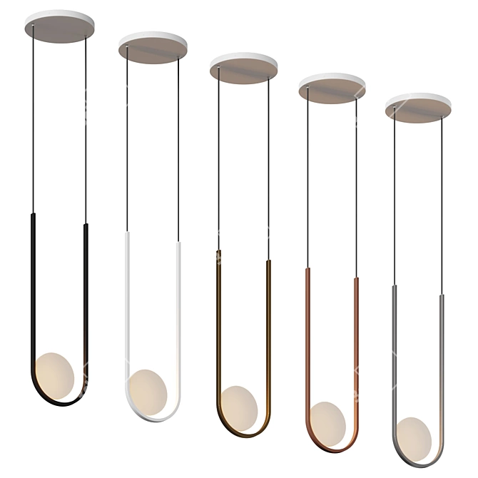 Modern Moon-Inspired LED Pendant 3D model image 3