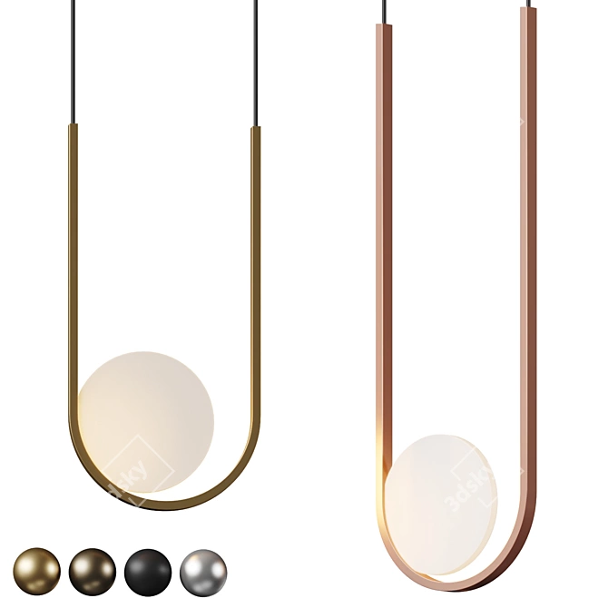 Modern Moon-Inspired LED Pendant 3D model image 5