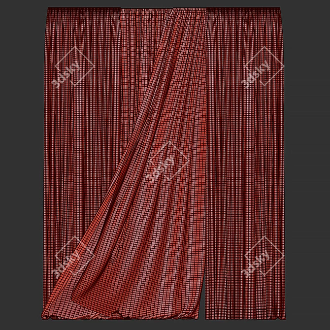 Modern Velvet Curtain 50 3D model image 2