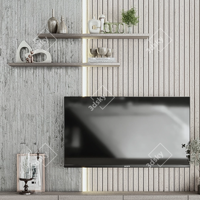 High-Quality TV Wall Model 3D model image 4