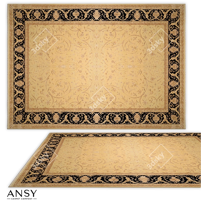 Luxury Handmade Wool Silk Rug 3D model image 1