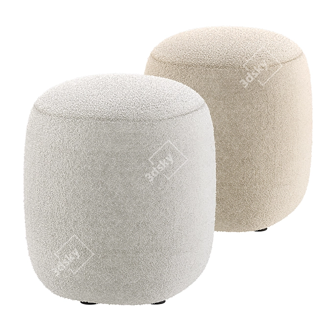 Fluffy Sweet Pouf Beige White 3D model image 1