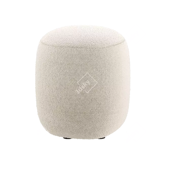 Fluffy Sweet Pouf Beige White 3D model image 2