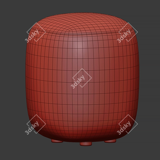 Fluffy Sweet Pouf Beige White 3D model image 4