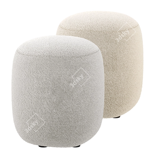 Fluffy Sweet Pouf Beige White 3D model image 7