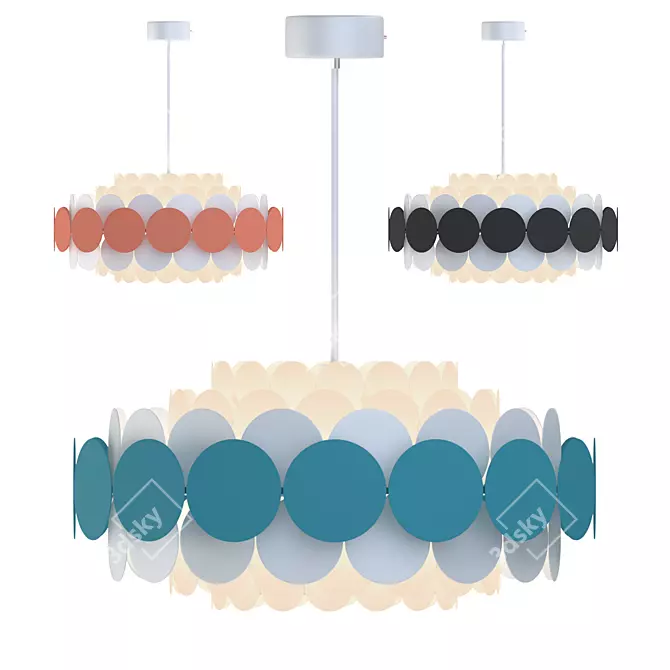 Modern Multicolor Chandelier Set 3D model image 1