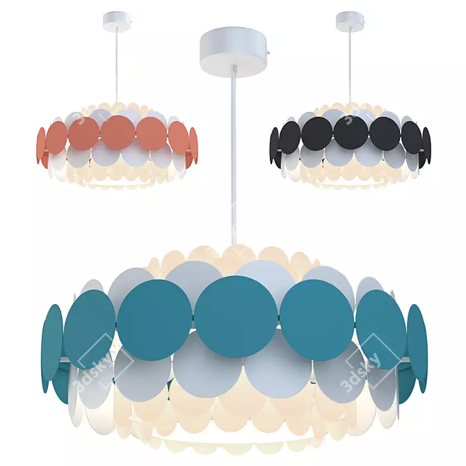 Modern Multicolor Chandelier Set 3D model image 2