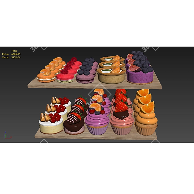 Delicious Fruit Berry Mini Treats 3D model image 7